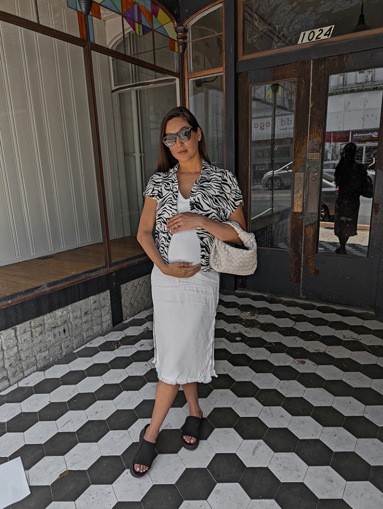 sophisticated maternity outfit ideas slip dress